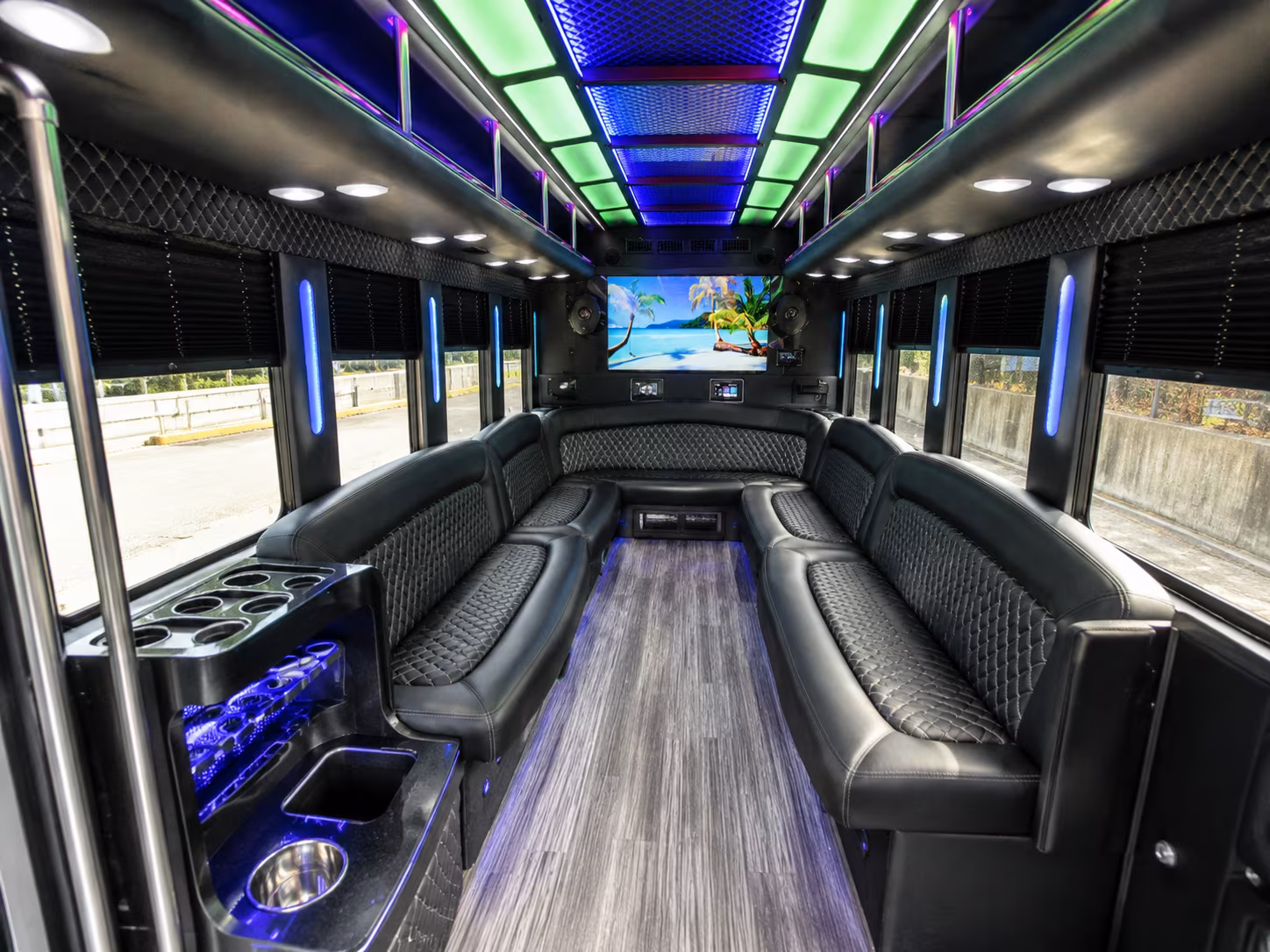 charleston 18 passenger party bus inside