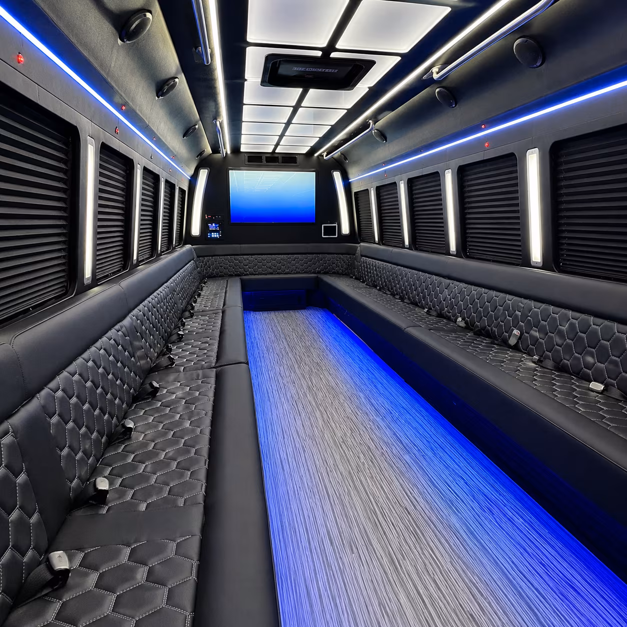 charleston party bus rental interior